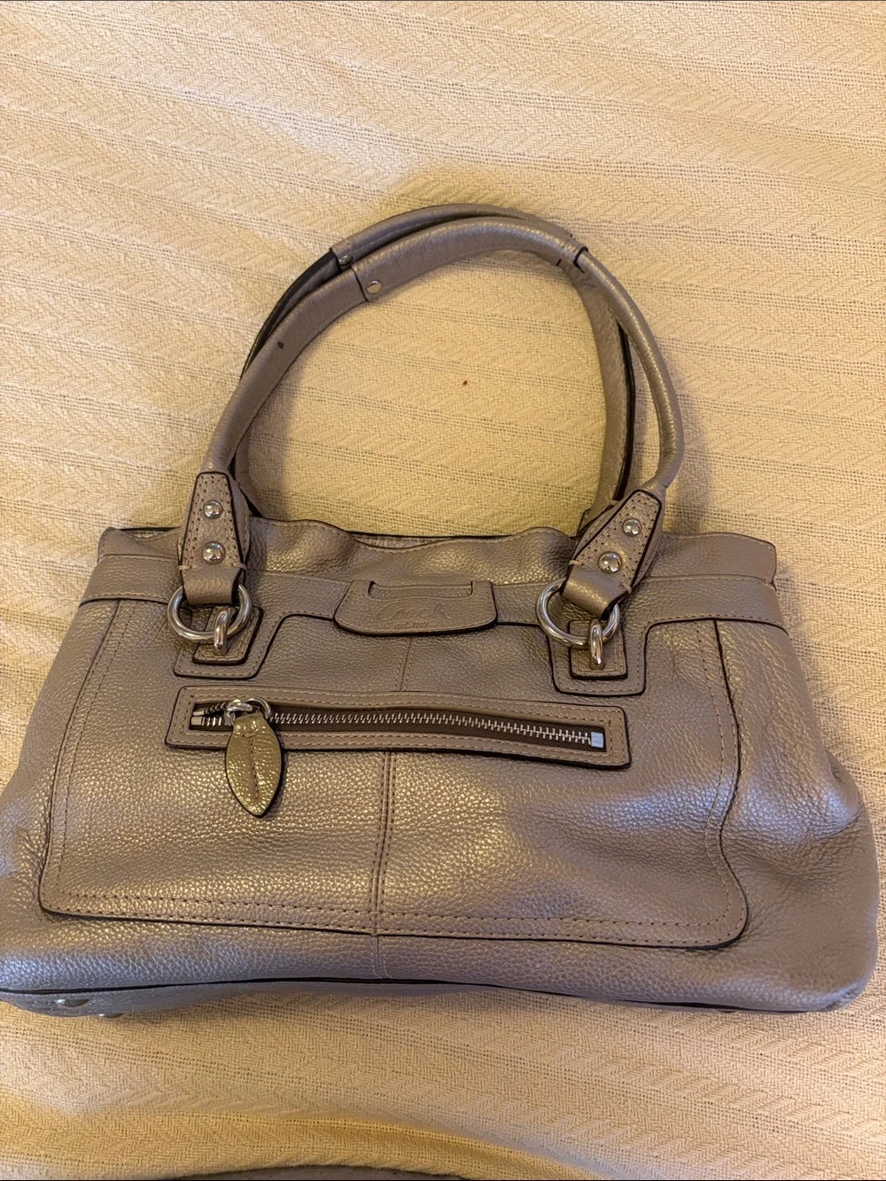 Coach Gray Leather Hand Bag Purse